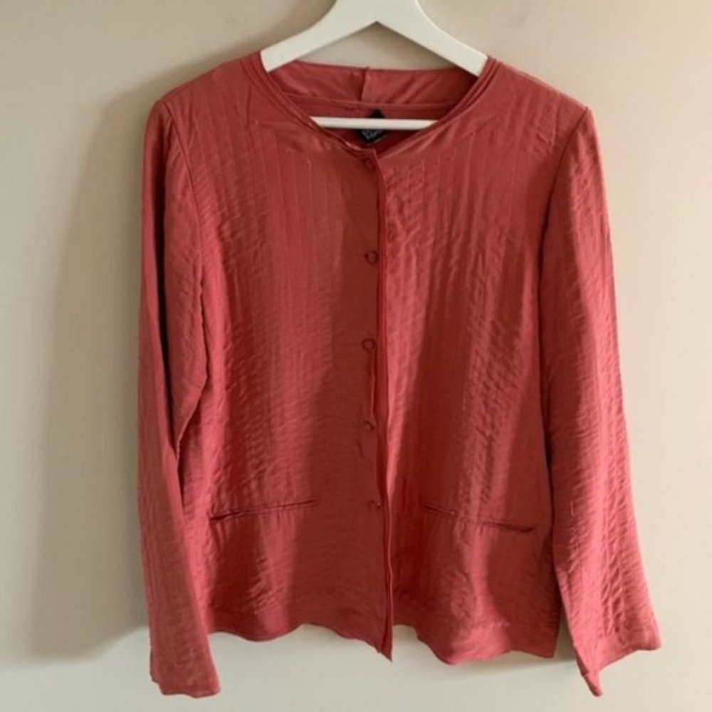 Eileen Fisher Rose Pink 100% Silk Button Down Blouse Size Small